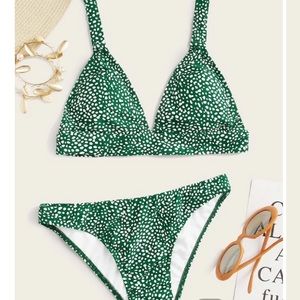 SHEIN Green Dalmatian Triangle Bikini